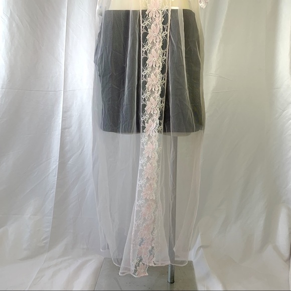 LADY CAMEO PINK LACE NIGHTWEAR LONG SHEER ROMANTIC ROBE VINTAGE  WOMEN LARGE - Picture 7 of 16